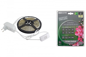  Комплект светодиодной ленты SMD2835-60 LED/м-12 В-4,8 Вт/м-IP20-3000 К (5 м), 24 Вт TDM
