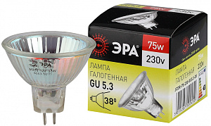  Лампочка галогенная ЭРА GU5.3-JCDR (MR16)-75W-230V-CL GU5.3 75Вт софит теплый белый свет