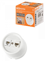  Розетка телефонная RJ11 + компьютерная RJ45 белая «Болонь» TDM