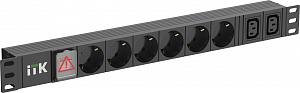  ITK PDU 6 розеток немецкий стандарт + 2 С13 c LED выключателем 1U вход С14 без кабеля алюминиевый профиль