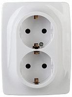  12-2116-01 ЭРА Розетка 2X2P+E Schuko, 16A-250В, IP20, винт, Эра12, белый (10/100/1600)