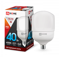  Лампа светодиодная LED-HP-PRO 40Вт 230В Е27 с адаптером E40 4000К 3800Лм IN HOME