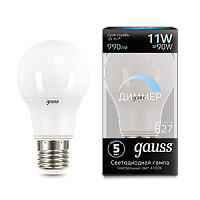  Лампа Gauss A60 11W 990lm 4100К E27 диммируемая LED 1/10/50