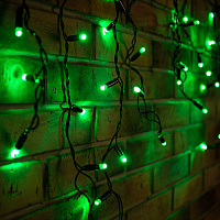  Гирлянда светодиодная Бахрома (Айсикл) 2,4х0,6м 88 LED ЗЕЛЕНЫЙ черный ПВХ IP65 постоянное свечение 230В блок в комплекте NEON-NIGHT