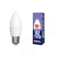  LED-C37-11W/DW/E27/FR/NR Лампа светодиодная. Форма "свеча", матовая. Серия Norma. Дневной белый свет (6500K). Картон. ТМ Volpe