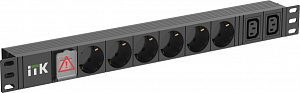 ITK PDU 6 розеток немецкий стандарт + 2 С13 с LED выключателем 1U кабель 2м вилка немецкий стандарт