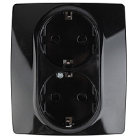  12-2104-06 ЭРА Розетка 2X2P+E Schuko со шторками, 16A-250В, IP20, Эра12, чёрный (6/60/1680)