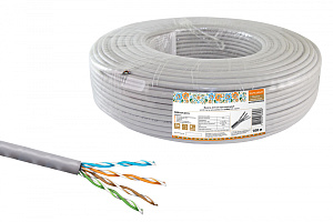  Кабель витая пара народный U/UTP Cat 5e 4х2х24AWG CCA (100м) PVC, серый