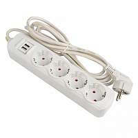  Удлинитель "Эксперт" 4 гнезда 5 метров 13А/3,0кВт с 2 USB 2,1А ПВС 3х1 EKF PROxima