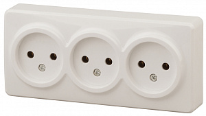  11-2207-02 ЭРА Розетка 3х2P, 16A-250В, IP20, ОУ, Эра Эксперт, сл.кость (8/80/1440)