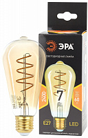  Лампочка светодиодная ЭРА F-LED ST64-7W-824-E27 spiral gold E27 / Е27 7Вт филамент золотистый теплый белый свет