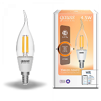  Лампа Gauss Smart Home Filament СF35 4,5W 495lm 2700К E14 диммируемая LED 1/10/40