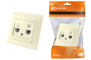  Розетка телефонная RJ11 + компьютерная RJ45 сл. кость "Лама" TDM