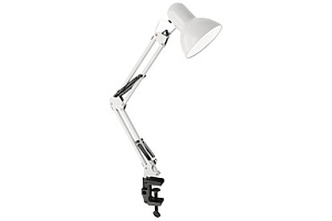  Ultraflash UF-312P С01 белый (Светильник настольный, 230В, 60Вт, E27, струбцина)