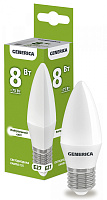  Лампа светодиодная C35 свеча 8Вт 230В 4000К E27 GENERICA