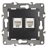  12-3108-05 ЭРА Розетка информационная двойная 2XRJ45, IP20, Эра12, антрацит (10/100/2500)