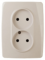  12-2107-02 ЭРА Розетка 2X2P, 16A-250В, IP20, Эра12, слоновая кость (10/100/1600)