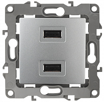  12-4110-03 ЭРА Устройство зарядное USB, 230В/5В-2100мА, IP20, Эра12, алюминий (6/60/1920)