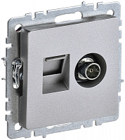  BRITE Розетка двойная TV+RJ45 кат.5E РТВ/РК12-БрА алюминий IEK