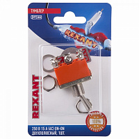  Тумблер 250V 15А (6c) ON-ON двухполюсный  (KN-202)  REXANT (в упак. 1шт.)