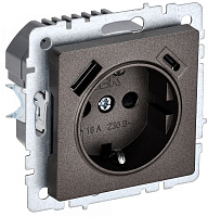  BRITE Розетка 1-местная с заземлением с защитными шторками 16А с USB A+C 18Вт РЮш11-1-БрТБ темная бронза IEK