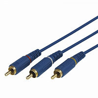  Шнур 3 RCA - 3 RCA, 1,5м, синий, Gold REXANT