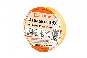  Изолента ПВХ 0,13*15мм Желтая 20м TDM