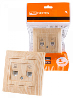  Розетка телефонная RJ11 + компьютерная RJ45 сосна "Лама" TDM