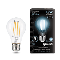  Лампа Gauss Filament А60 12W 1250lm 4100К Е27 LED 1/10/40