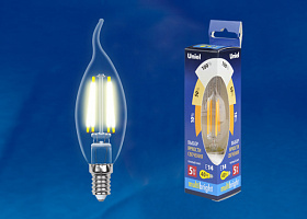 LED-CW35-5W/WW/E14/CL/MB GLM10TR Лампа светодиодная. Форма «свеча на ветру», прозрачная. Серия Multibright. Теплый белый свет (3000K). 100-50-10. Карт