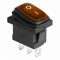  Выключатель клавишный 250V 6А (3с) ON-OFF желтый с подсветкой Mini ВЛАГОЗАЩИТА (KCD1-201-4W) REXANT