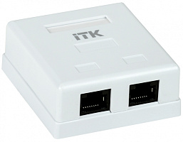  ITK Настенная информационная розетка RJ45 8P8C кат.5E UTP 2-порта белая