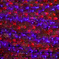  Гирлянда светодиодная Сеть 2х1,5м 288 LED КРАСНЫЙ/СИНИЙ черный ПВХ IP65 свечение с динамикой 230В контроллер в комплекте NEON-NIGHT 