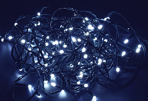  LIGHTING Гирлянда нить 10м 100 светодиодов белый свет IP20 зеленый шнур 1,5м 230В контроллер 8 сцен IEK