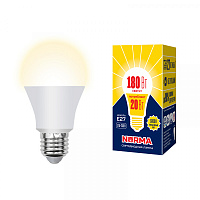  LED-A65-20W/WW/E27/FR/NR Лампа светодиодная. Форма "A", матовая. Серия Norma. Теплый белый свет (3000K). Картон. ТМ Volpe