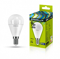  Ergolux LED-G45-9W-E14-6K (Эл.лампа светодиодная Шар 9Вт E14 6500K 172-265В)
