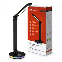  Светильник настольный светодиодный PLUS ССО-16Ч 12Вт 600Лм RGB, сенсор, USB разъем, адаптер ЧЕРНЫЙ IN HOME