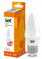  Лампа светодиодная C35 свеча 7Вт 230В 3000К E27 IEK