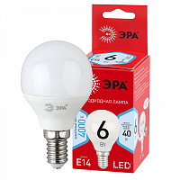  Лампочка светодиодная ЭРА RED LINE LED P45-6W-840-E14 R E14 / Е14 6Вт шар нейтральный белый свет