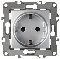  12-2101-03 ЭРА Розетка 2P+E Schuko, 16A-250В, IP20, Эра12, алюминий (10/100/2800)