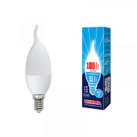  LED-CW37-11W/NW/E14/FR/NR Лампа светодиодная. Форма "свеча на ветру", матовая. Серия Norma. Белый свет (4000K). Картон. ТМ Volpe