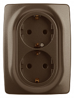  12-2106-13 ЭРА Розетка 2X2P+E Schuko, 16A-250В, IP20, Эра12, бронза (10/100/1600)