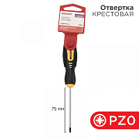  Отвертка крестовая PZ0х75мм, двухкомпонентная рукоятка REXANT