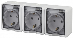  11-2405-01 ЭРА Розетка 3х2P+E IP54, 16A-250В, ОУ, Эра Эксперт, белый (5/50/900)