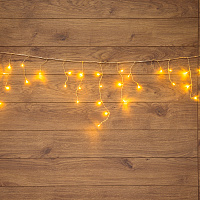  Гирлянда Бахрома (Айсикл), 1,8х0,5м, 48 LED ТЕПЛЫЙ БЕЛЫЙ, прозрачный ПВХ, IP20, свечение с динамикой, 230В, не соединяется