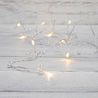  Гирлянда светодиодная Жемчужинки 1,5 м, 10 LED, прозрачный ПВХ, цвет свечения теплый белый, 2 х АА (батарейки не в комплекте) NEON-NIGHT