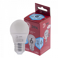  Лампочка светодиодная ЭРА RED LINE LED P45-6W-840-E27 R E27 / Е27 6Вт шар нейтральный белый свет