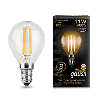  Лампа Gauss Filament Шар 11W 810lm 2700К Е14 LED 1/10/50