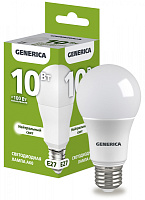  Лампа светодиодная A60 груша 10Вт 230В 4000К E27 GENERICA