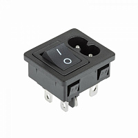  Выключатель клавишный 250 V 6 А (4с) ON-OFF черный с штекером C8 2PIN  REXANT